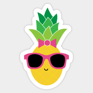 Lady Pineapple with Pink Sunglasses and Bow Sticker